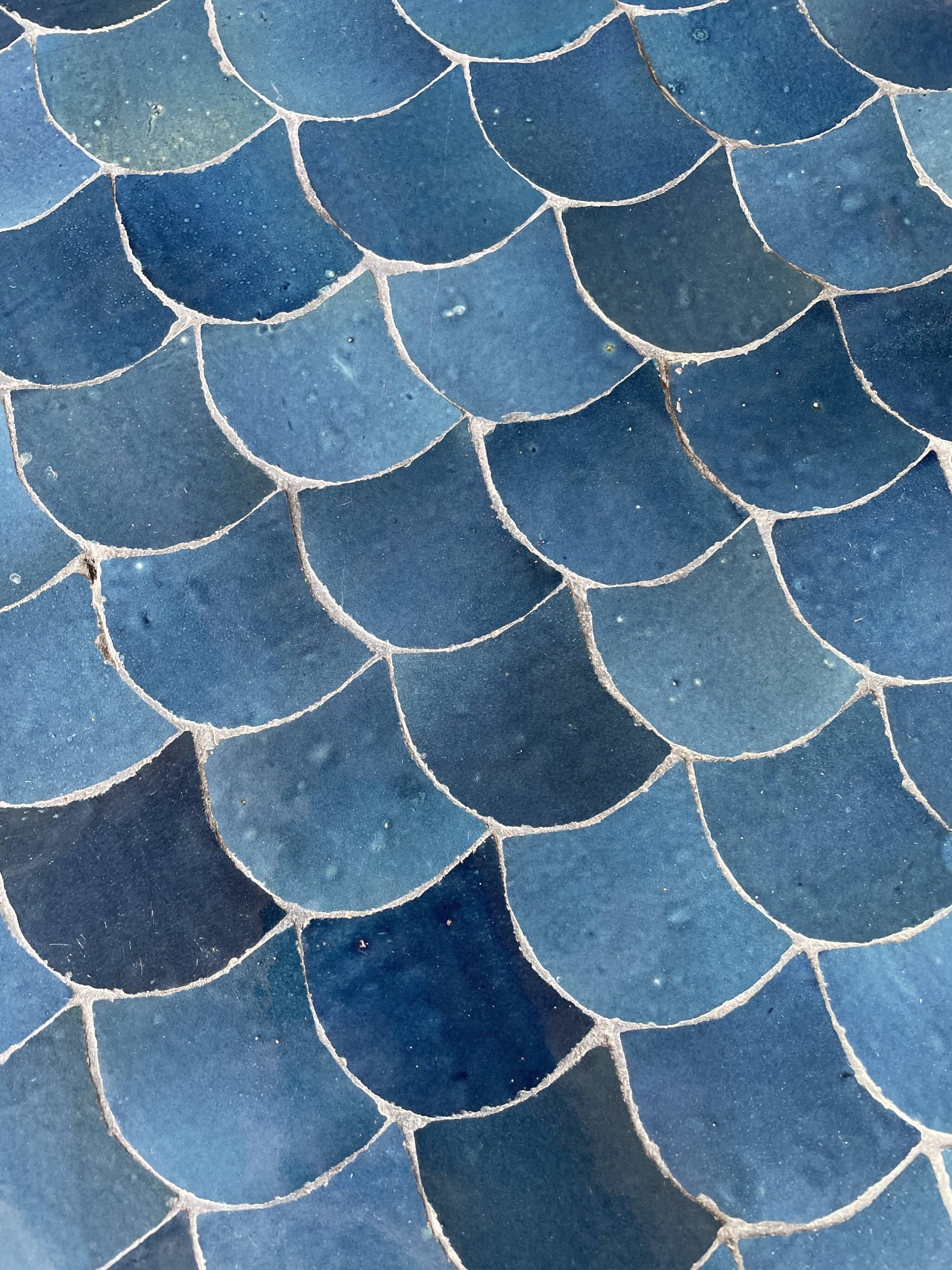 Round table zelliges handmade fish scales 12 people