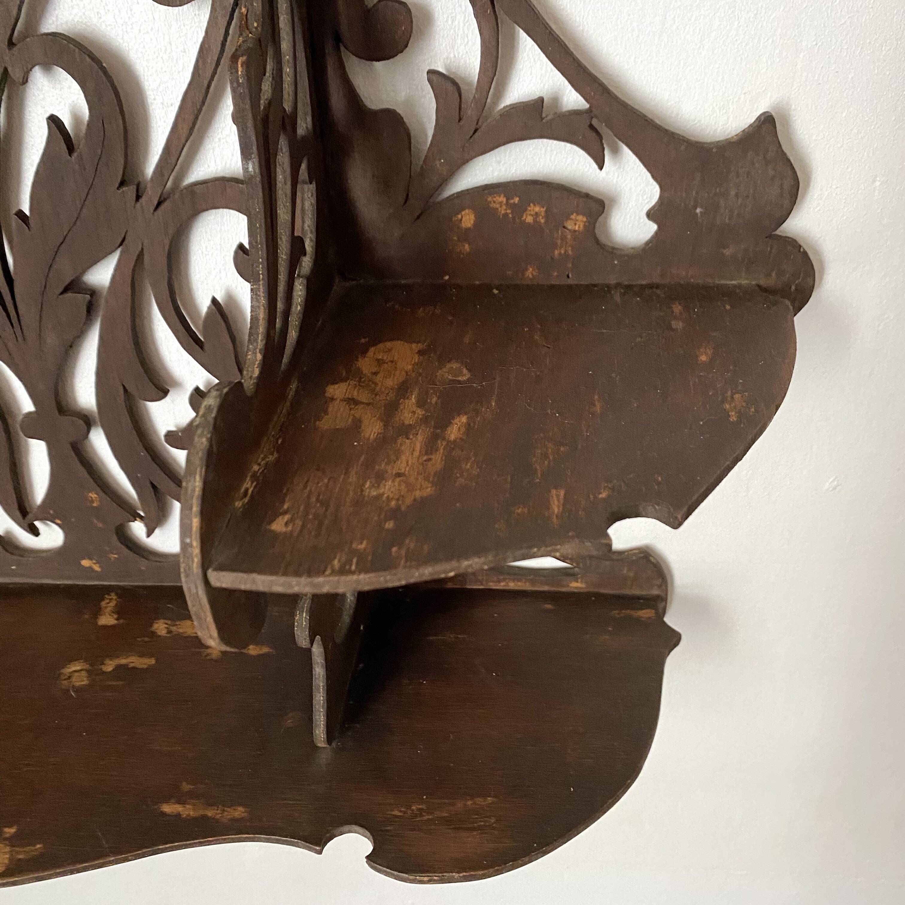 antique Napoleon III wall shelf in openwork wood