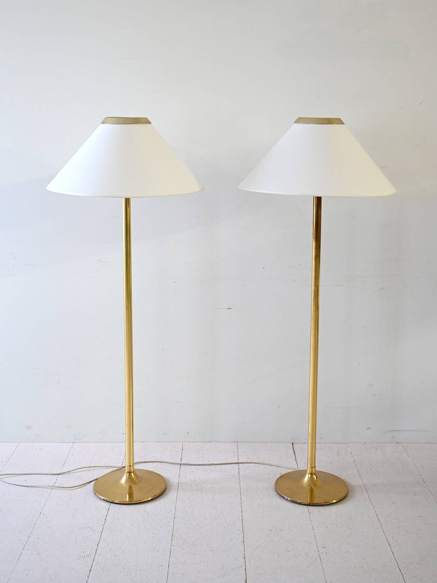 Pair of Scandinavian Brass Floor Lamps