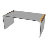 Smoked Glass and Chrome Steel Waterfall Pace Collection Coffee Cocktails Table, 1970s