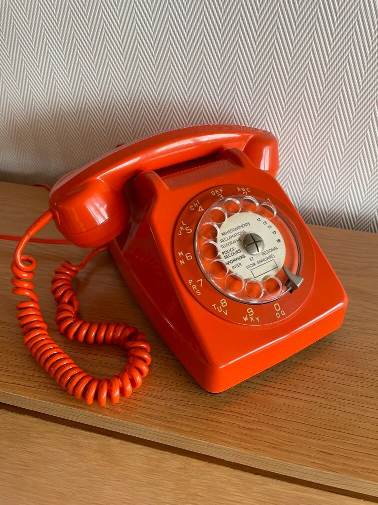 Vintage Socotel orange dial phone, 1971