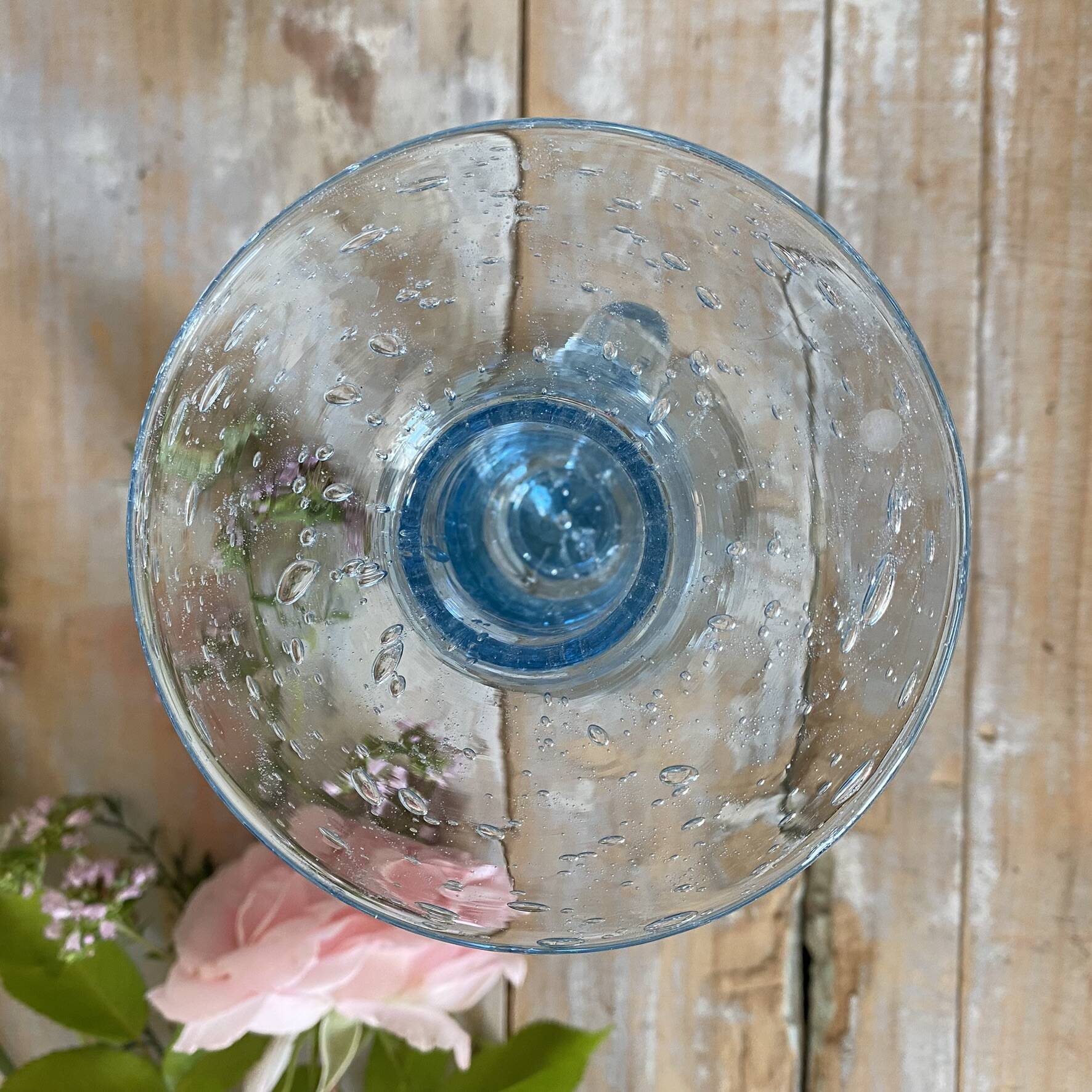 Bougeoir en verre soufflé bullé Biot