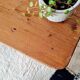 Low farmhouse table in honey pine wood with drawer, L96cm