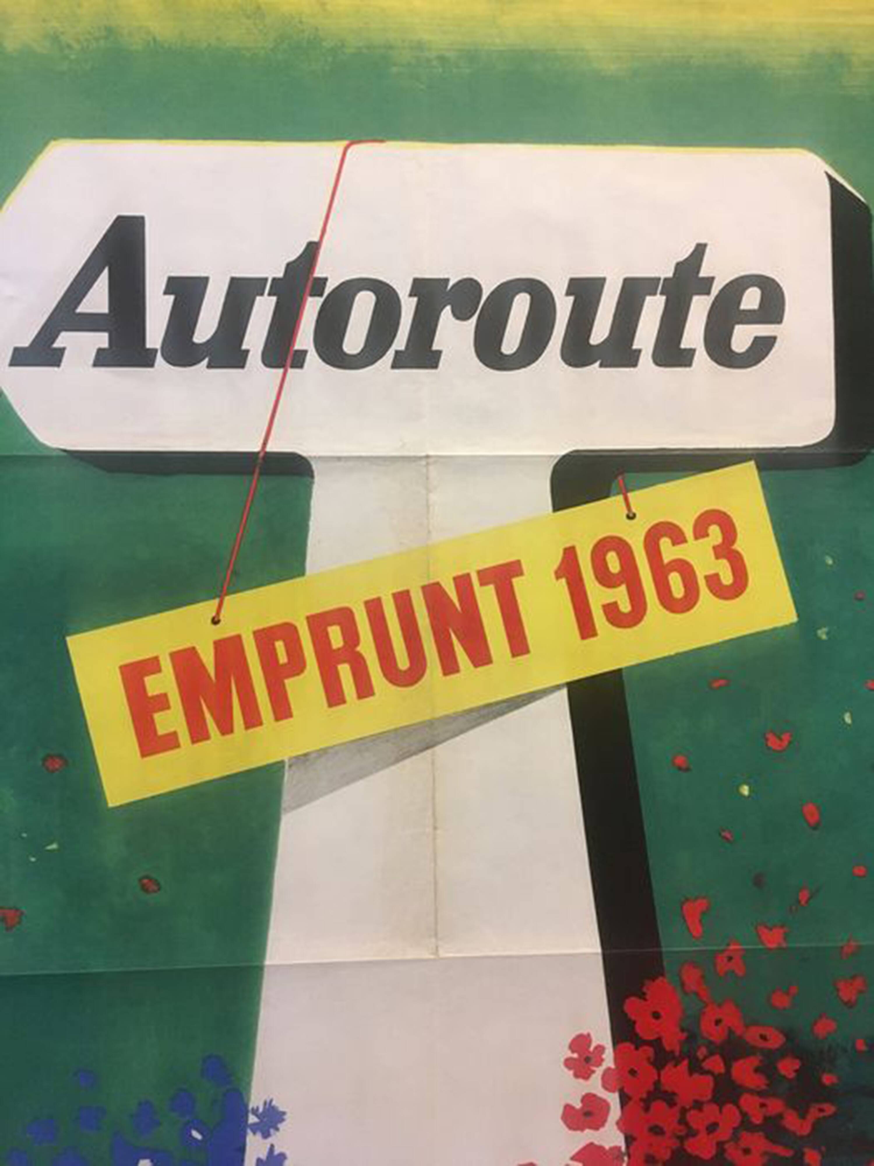 Affiche originale emprunt autoroute 1963 René Ravo