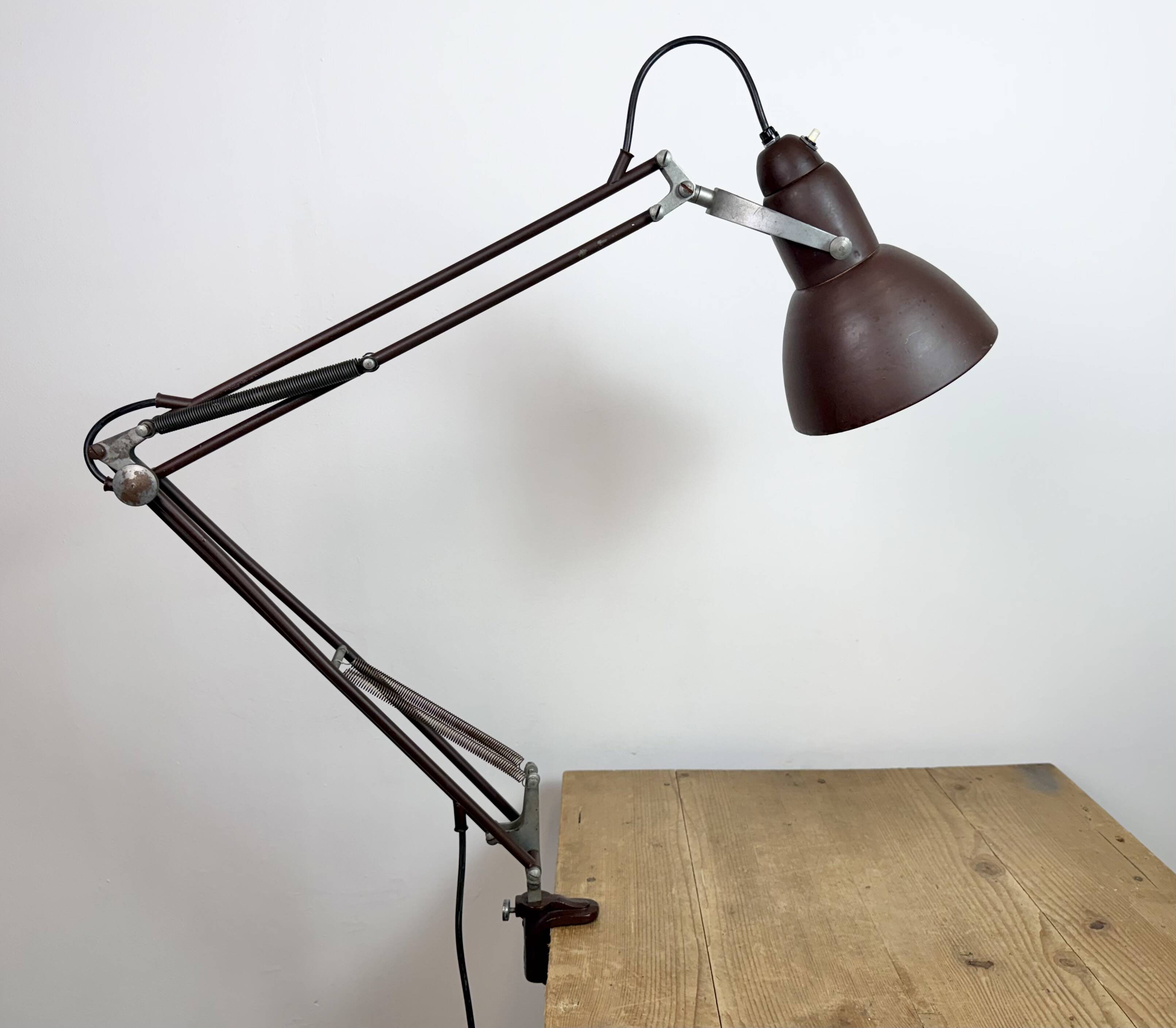 Vintage Brown Architect Table Lamp from Napako, 1950s