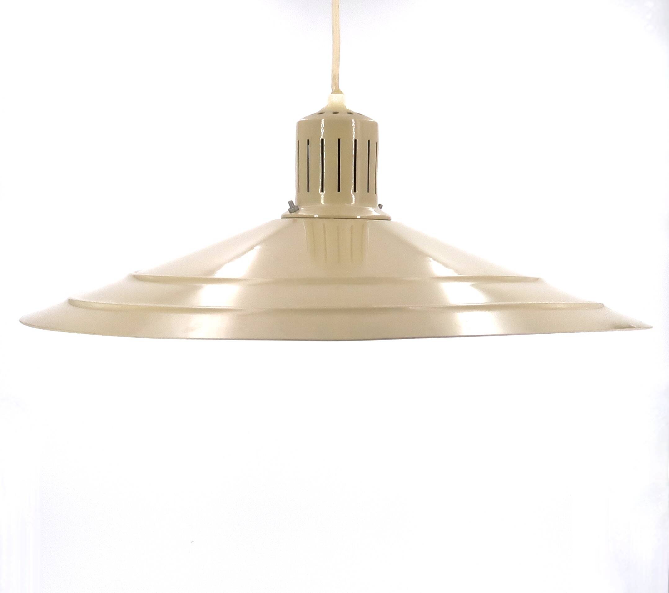 Beige khaki metal pendant light, 70s
