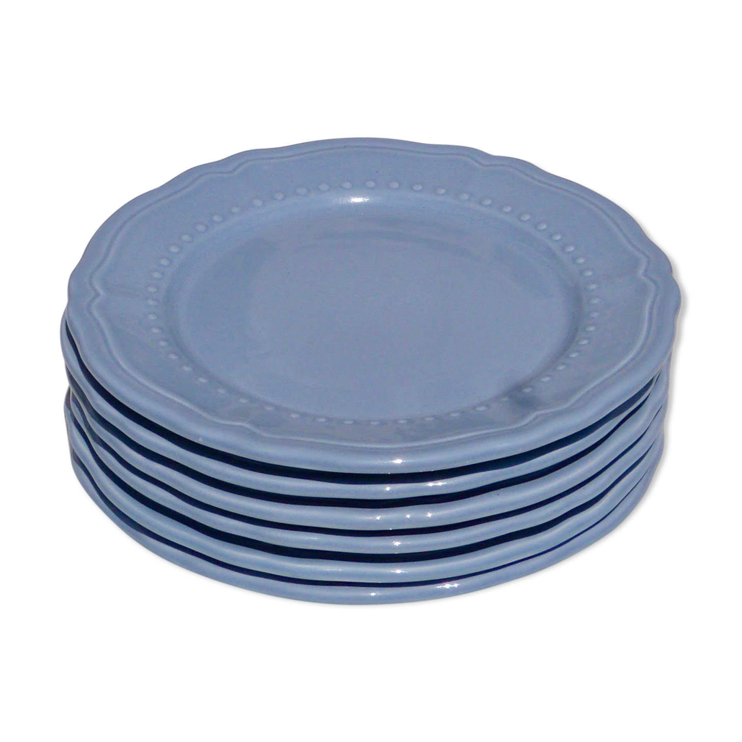 Set of 6 blue ceramic dessert plates