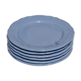 Set of 6 blue ceramic dessert plates