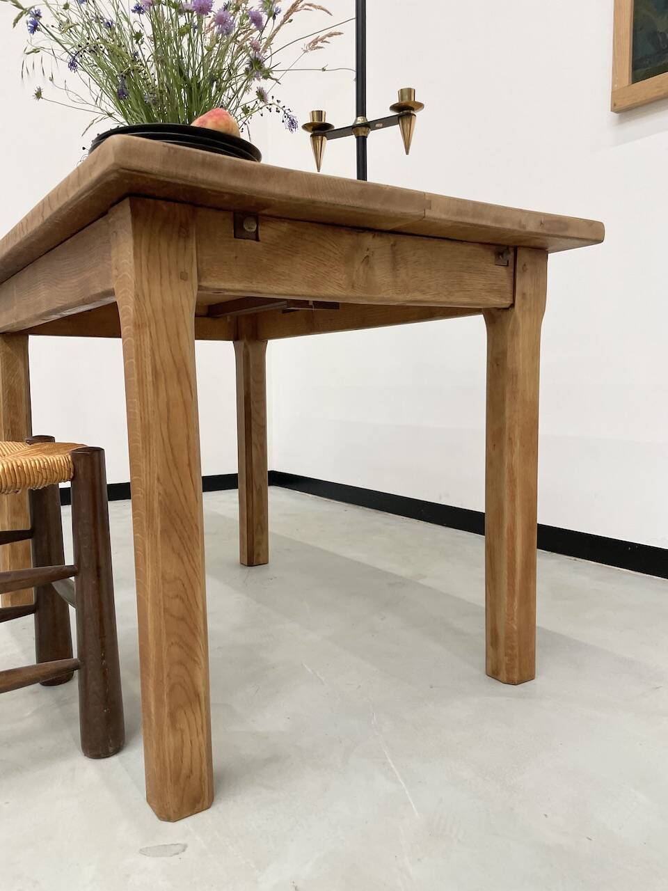 Oak farmhouse table 120cm + 200cm extensions