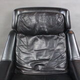 Danish Leather Swivel Lounge Chair by Werner Langenfeld for Esa Møbler, 1960s