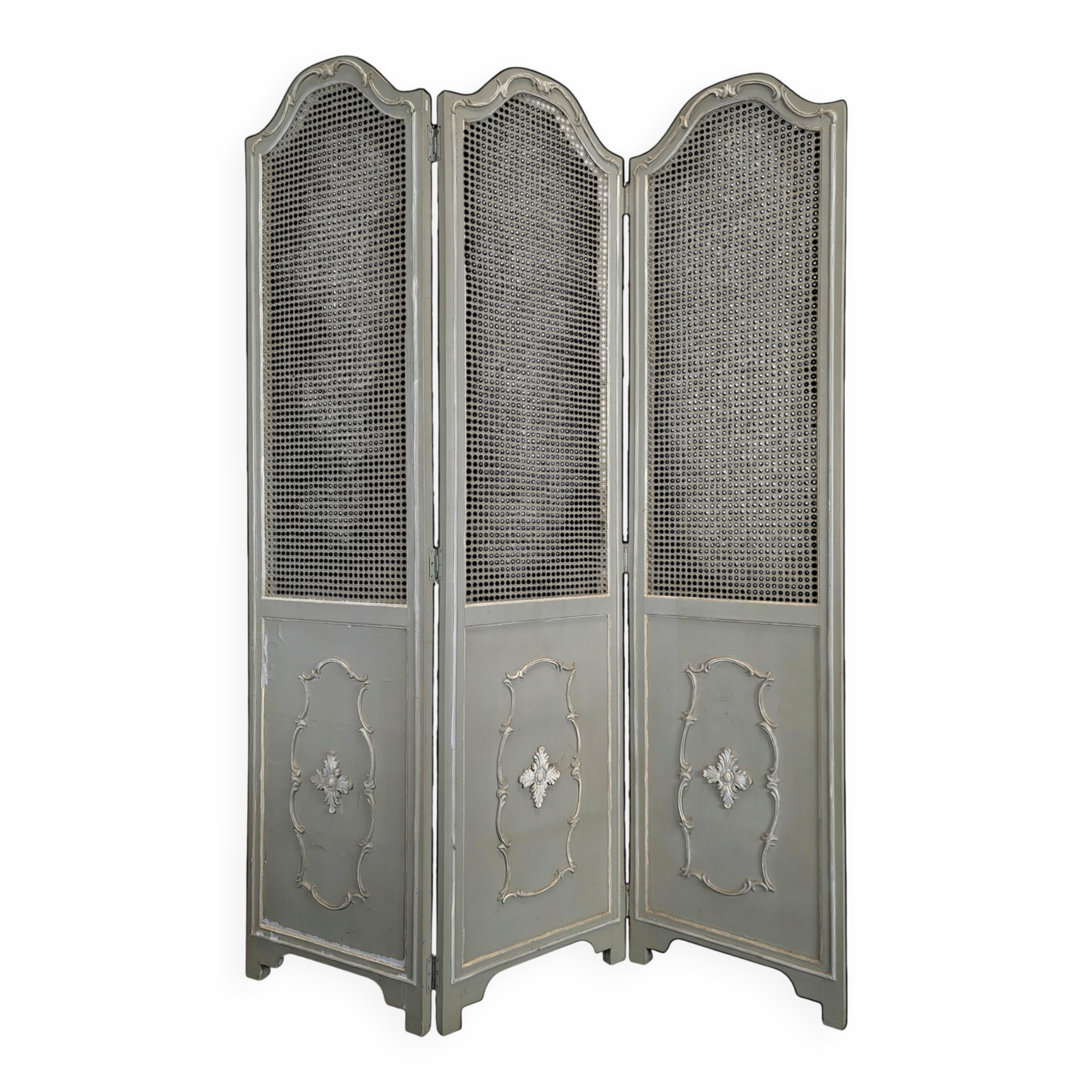 Louis XVI style caned screen with a re-champis finish.