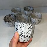 6 speckled ceramic coffee cups