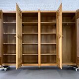 Oak and Brass Wardrobe by Guillerme Et Chambron, 1960s