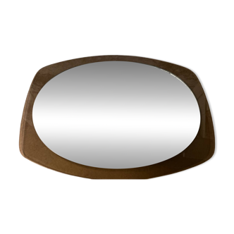 Miroir Vintage Luigi Fontana ovale verre fumé année 70