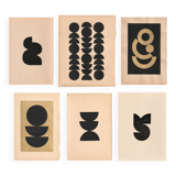 Collection of 6 signed abstract artworks: paintings and paper collages