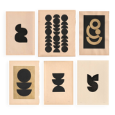 Collection de 6 oeuvres d'art abstrait peintures et collages papier signés