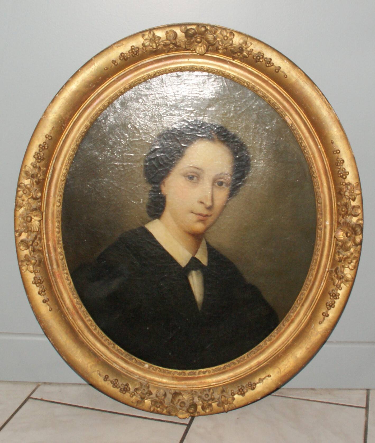 Portrait Elegant Woman oil on canvas, 19th century