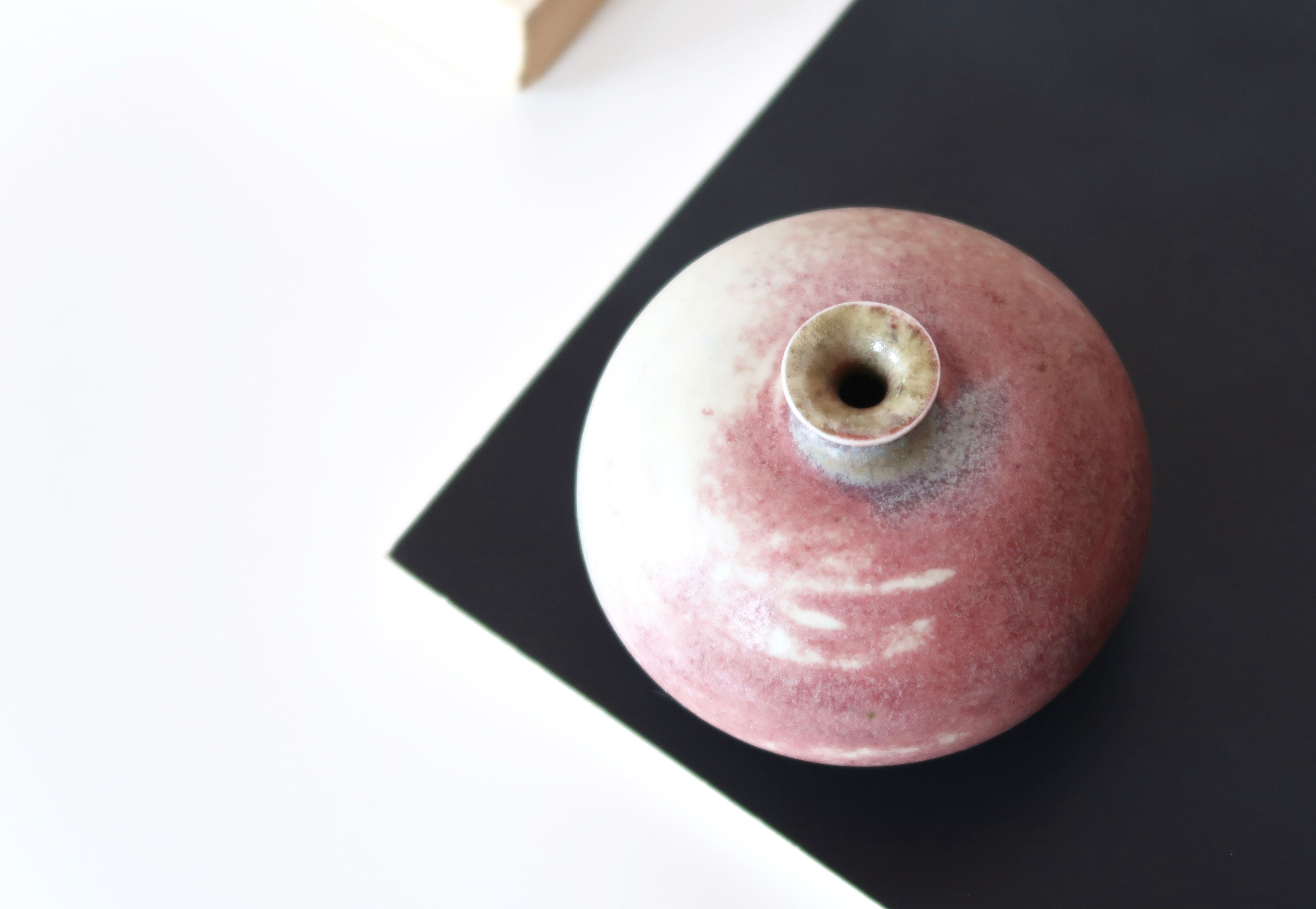 Pink and white ceramic vase, 70s