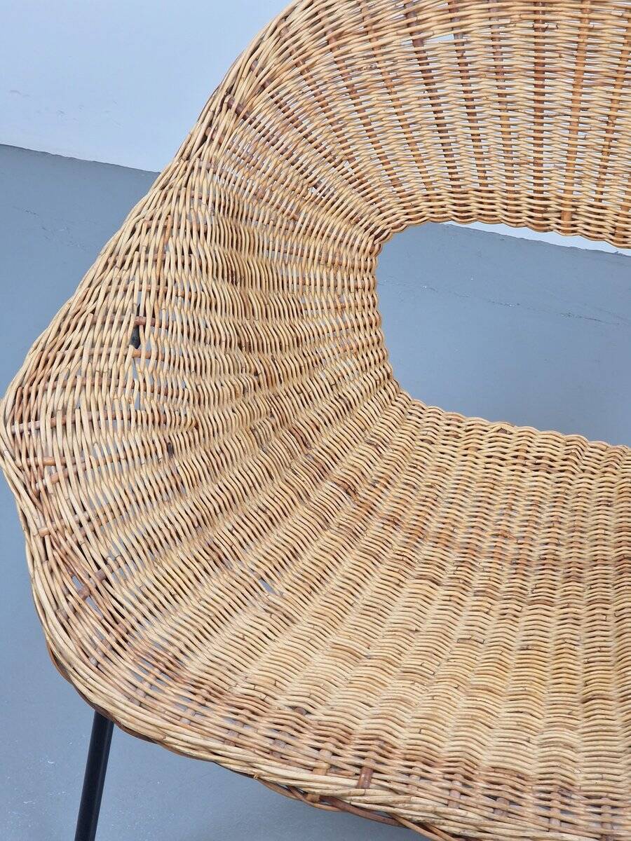 Vintage Rattan Lounge Chair with Tube Frame by Dirk van Sliedregt for Gebroeders Jonkers, 1960s
