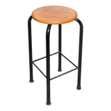 Vintage industrial stool in wood and metal
