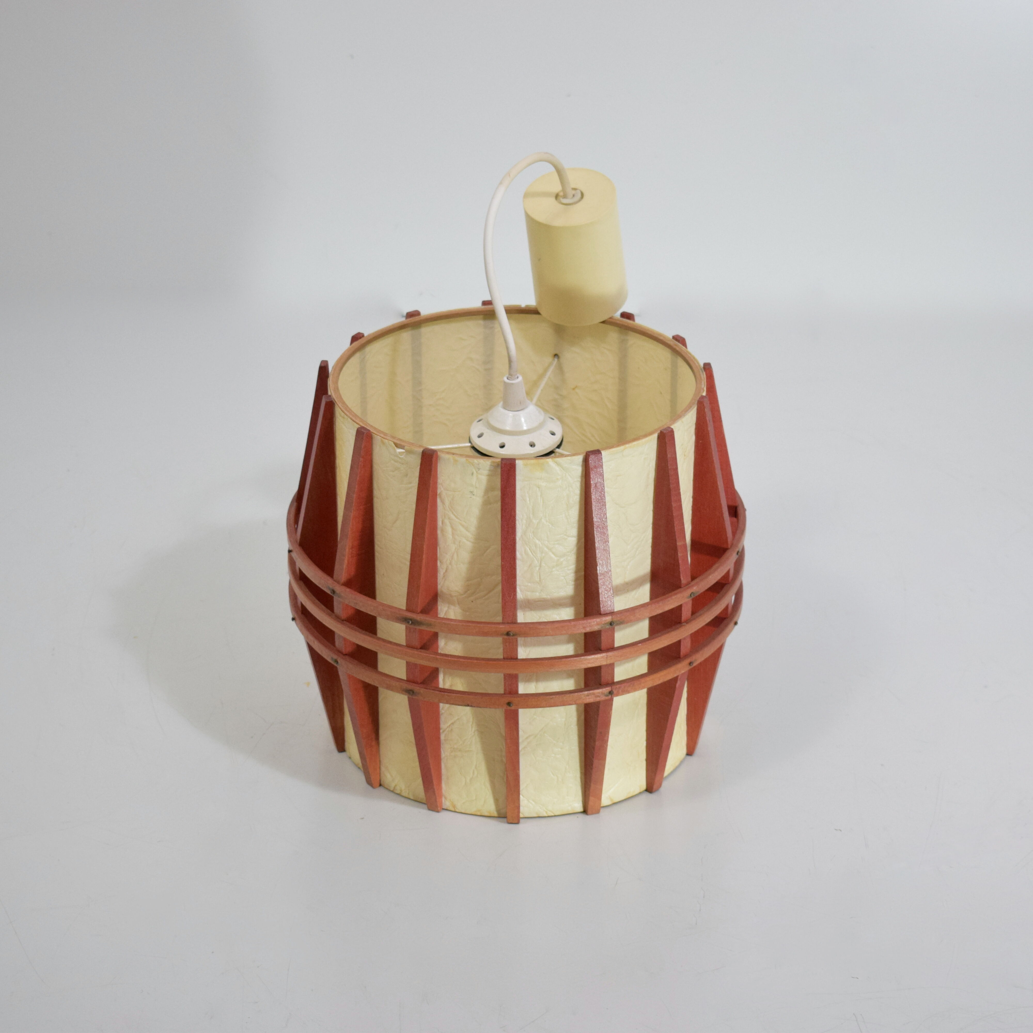 Rhodoid and wood suspension, vintage cocoon, 1960