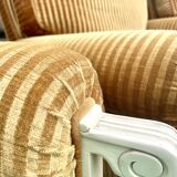 Pair of cosy armchairs by Jean Prevost in mustard velvet, 1970.