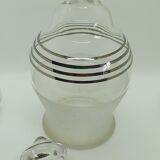 Ensemble carafe et 7 verres à liqueur en verre granité et liseré argent
