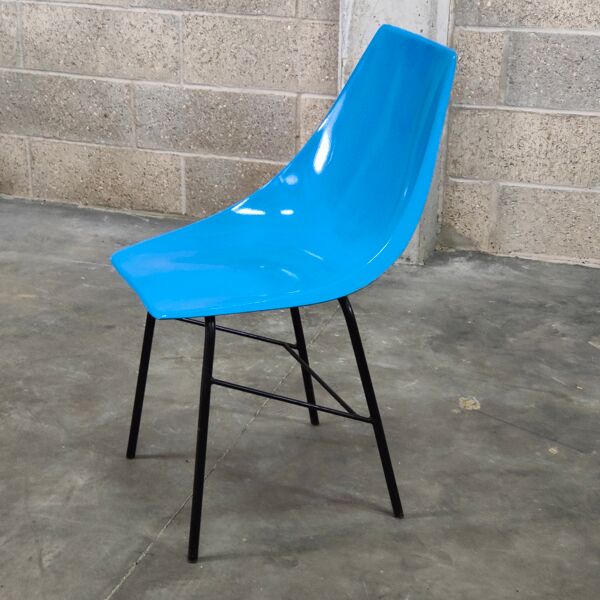 Chaise métal et fibre bleu par Miroslav Navratil pour Vertex