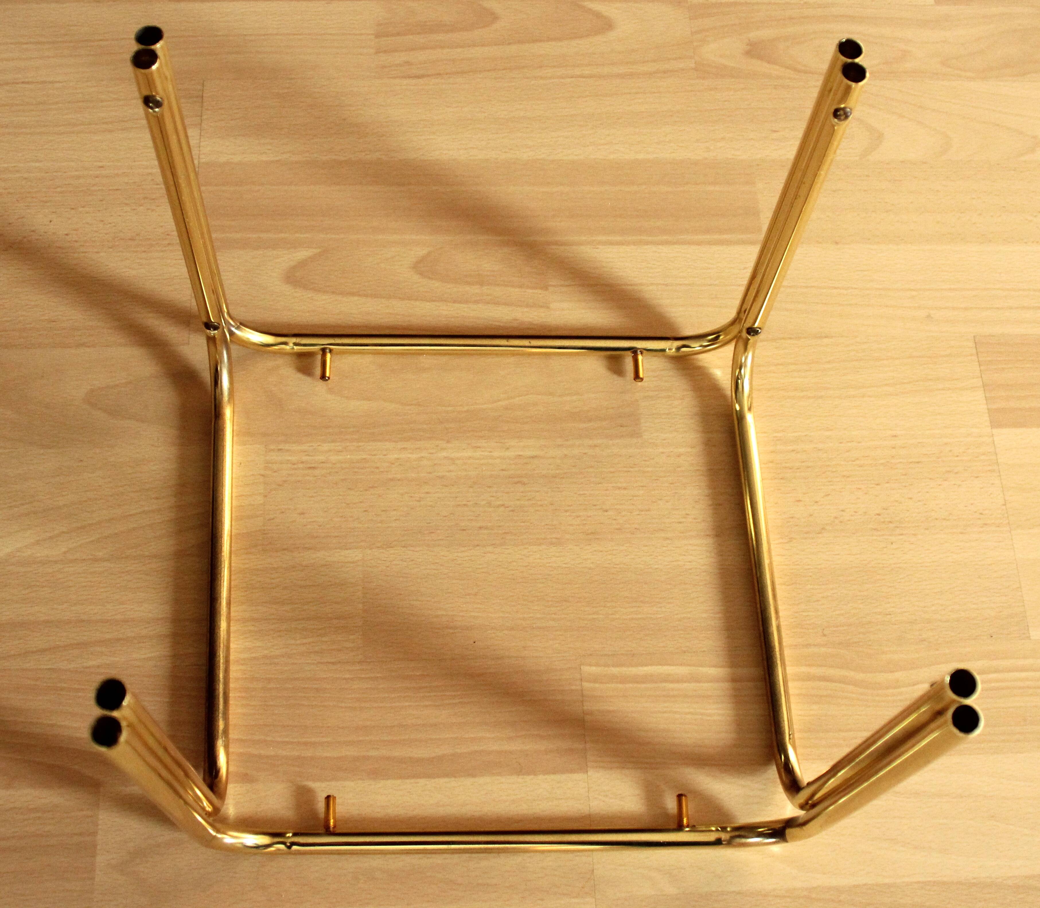 Small brass and glass side table, ideal as a plant stand, vintage from the 70s