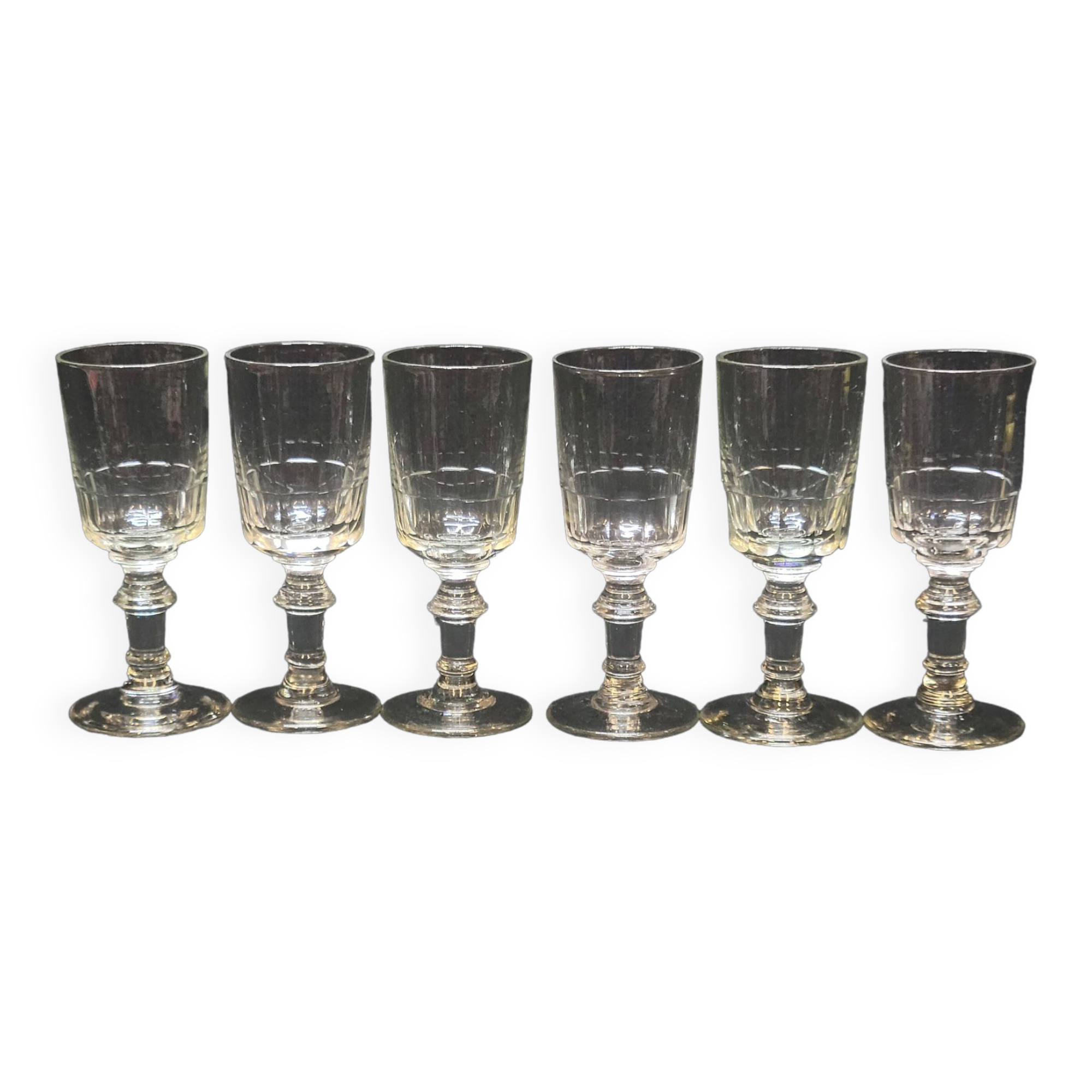 6 old cut glass liqueur glasses mirabeau model