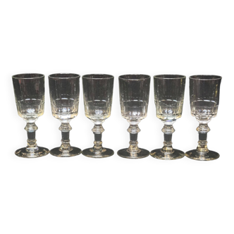 6 anciens verres a liqueur en verre taillé modèle mirabeau