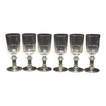 6 old cut glass liqueur glasses mirabeau model