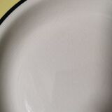 set of 5 soup plates / circle / yellow / black edges / Lunéville