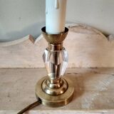 Small 1940s bedside lamp - cut glass and brass base