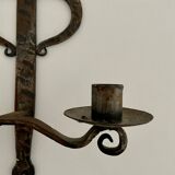 Brutalist wrought iron wall candle holder