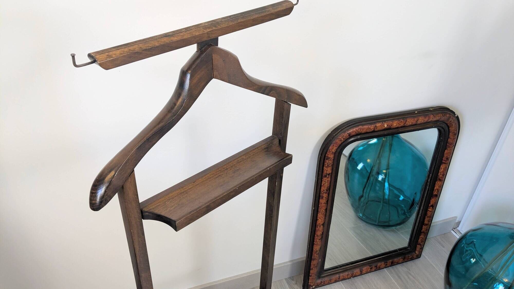 Antique Louis-Philippe mirror in blackened wood with a burl effect – 67x52 cm
