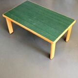 Rectangular coffee table in wood and dark green melamine