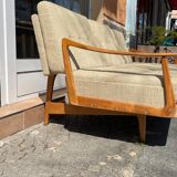 Canape daybed of the 60s in wood and wool