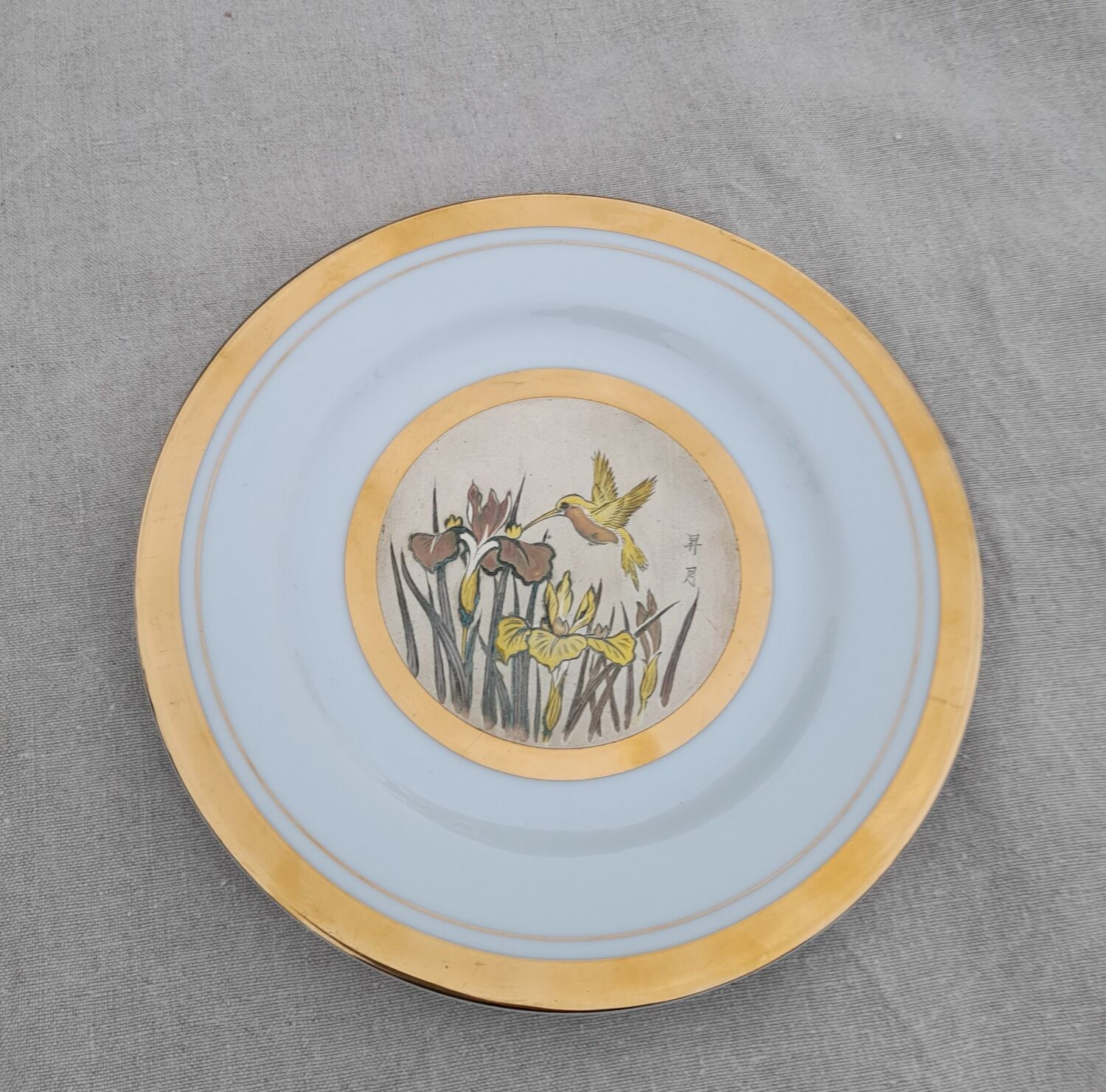 Collectible plate "Chokin's art" gold 24 K, made in Japan, vintage
