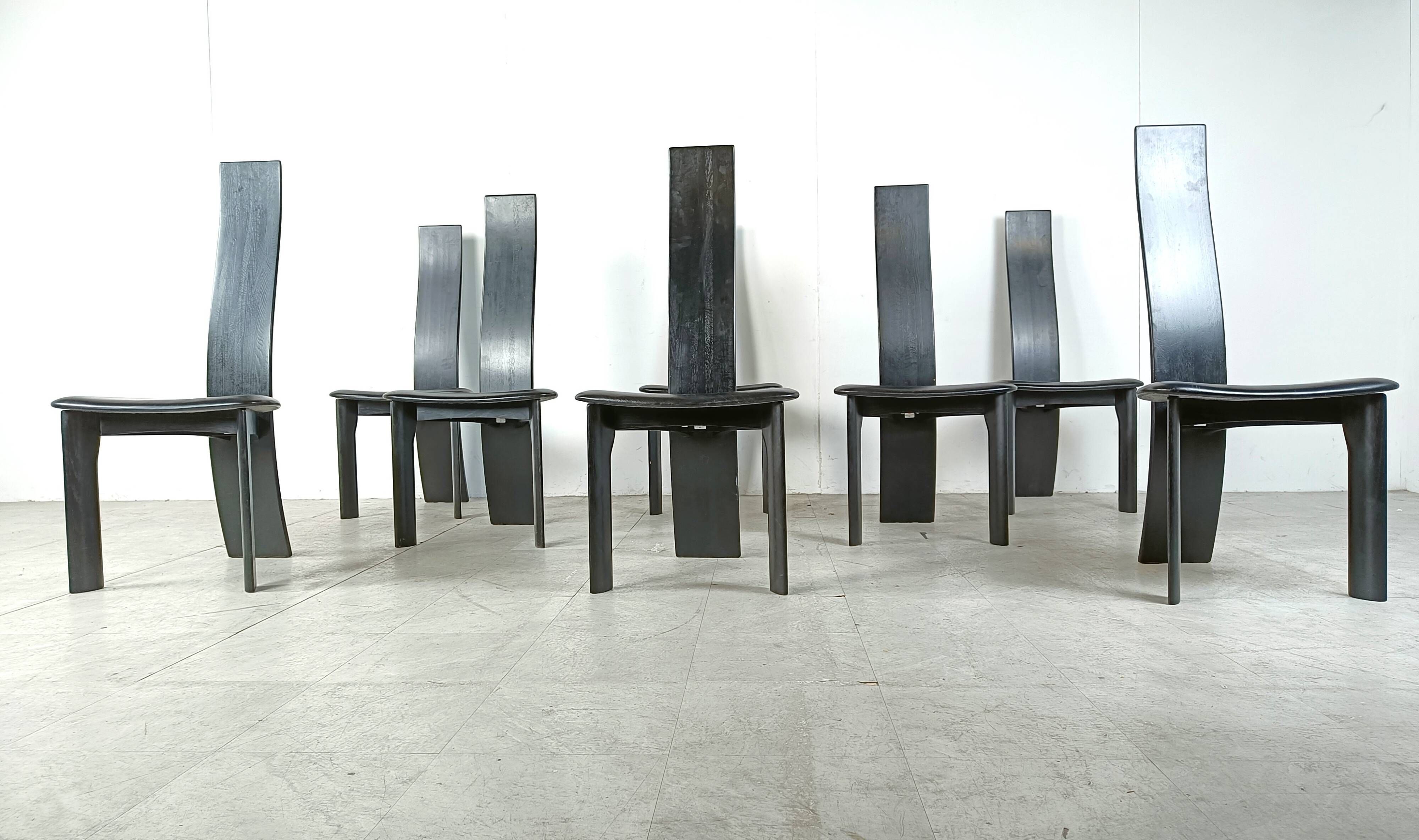 Set of 8 dining chairs by Rob & Dries van den Berghe, 1980s - set of 8
