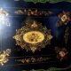 Large Napoleon III tray in black metal painted with floral decoration. 72x57 cm Good condition B795