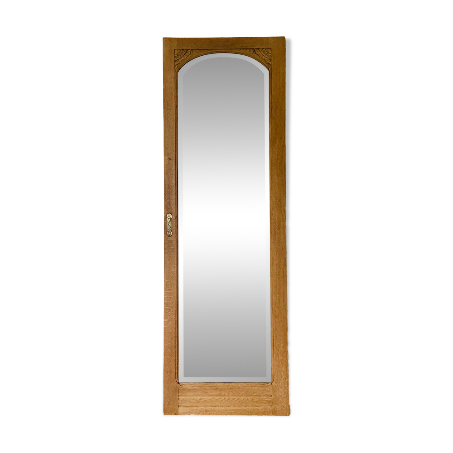 Art Deco bevelled full-length mirror - restored raw oak