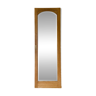 Art Deco bevelled full-length mirror - restored raw oak