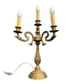 Vintage French Bronze and Brass Table Lamp: Louis XVI Style, 4-Branch C1950