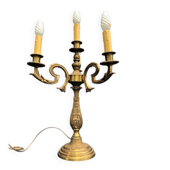 Vintage French Bronze and Brass Table Lamp: Louis XVI Style, 4-Branch C1950