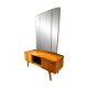 Coiffeuse vintage - mid century années 50 en sycomore ondé miroir triptyque