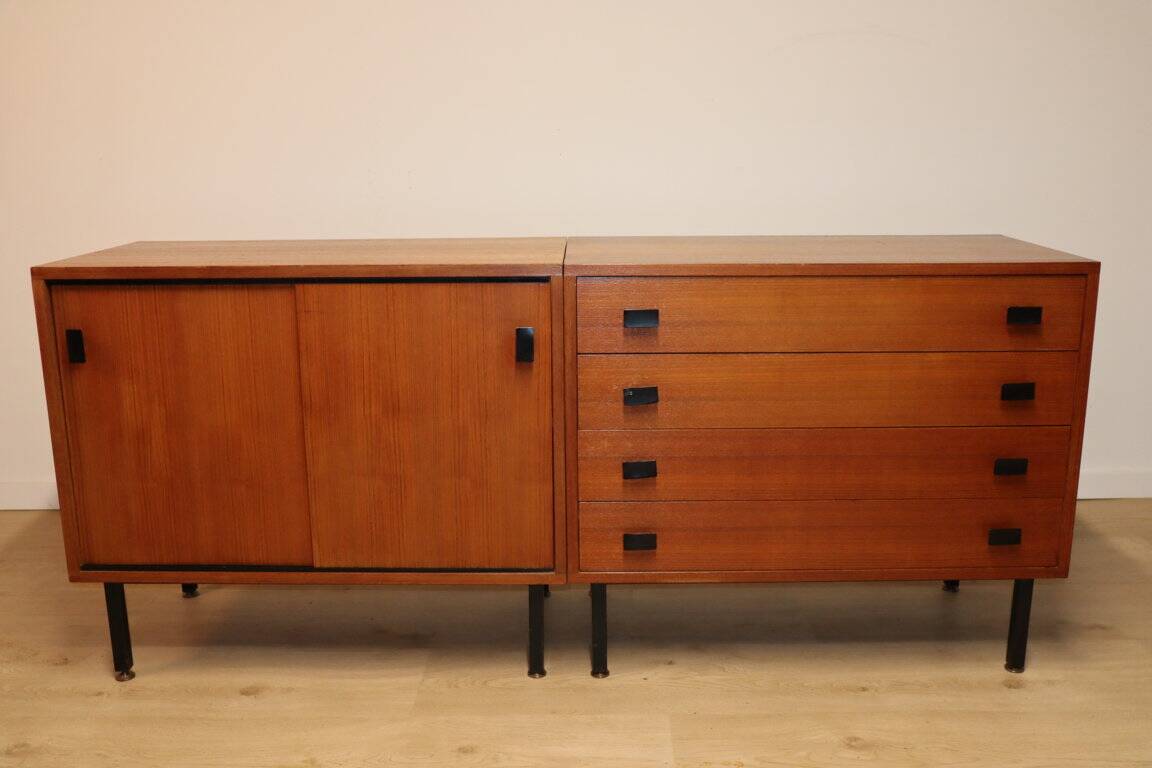 Vintage sideboard in wood and metal, 1960s