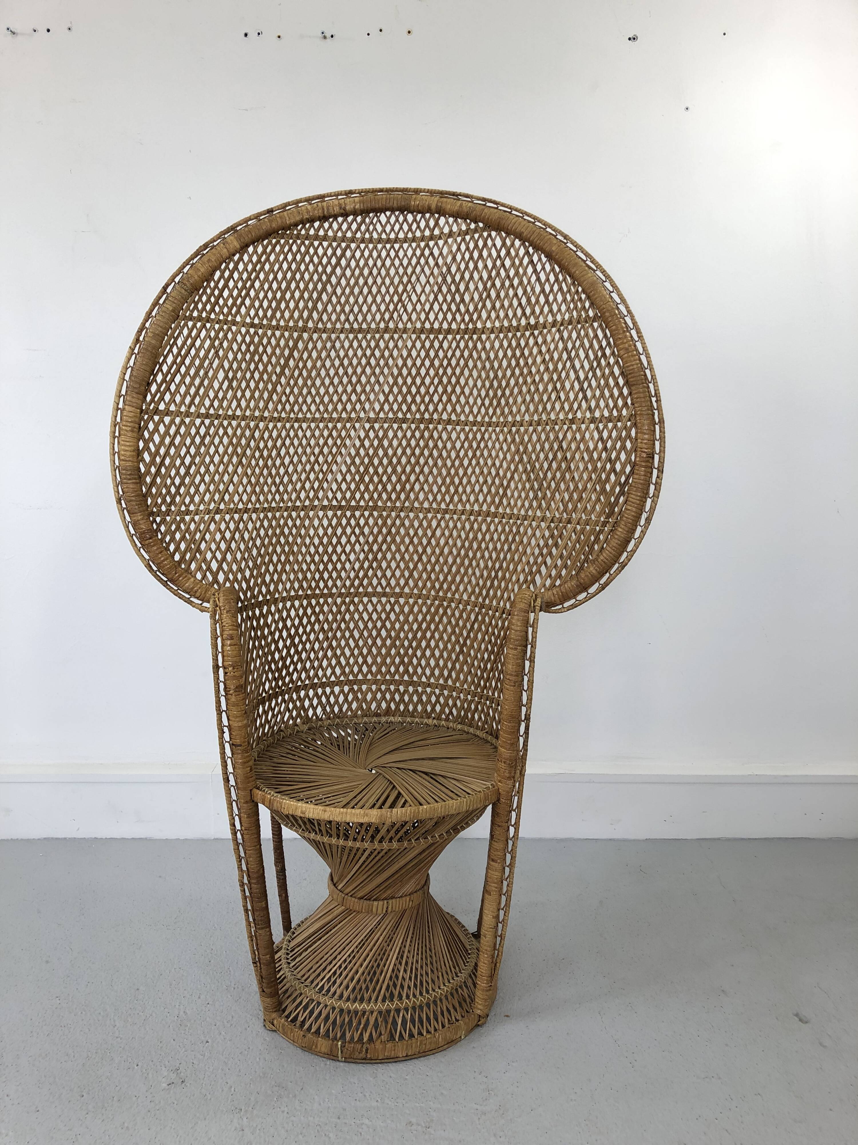 Vintage rattan and wicker peacock chair