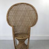 Vintage rattan and wicker peacock chair