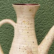 Vessel, jug, signed, 1950s, red terracotta, cream slip.